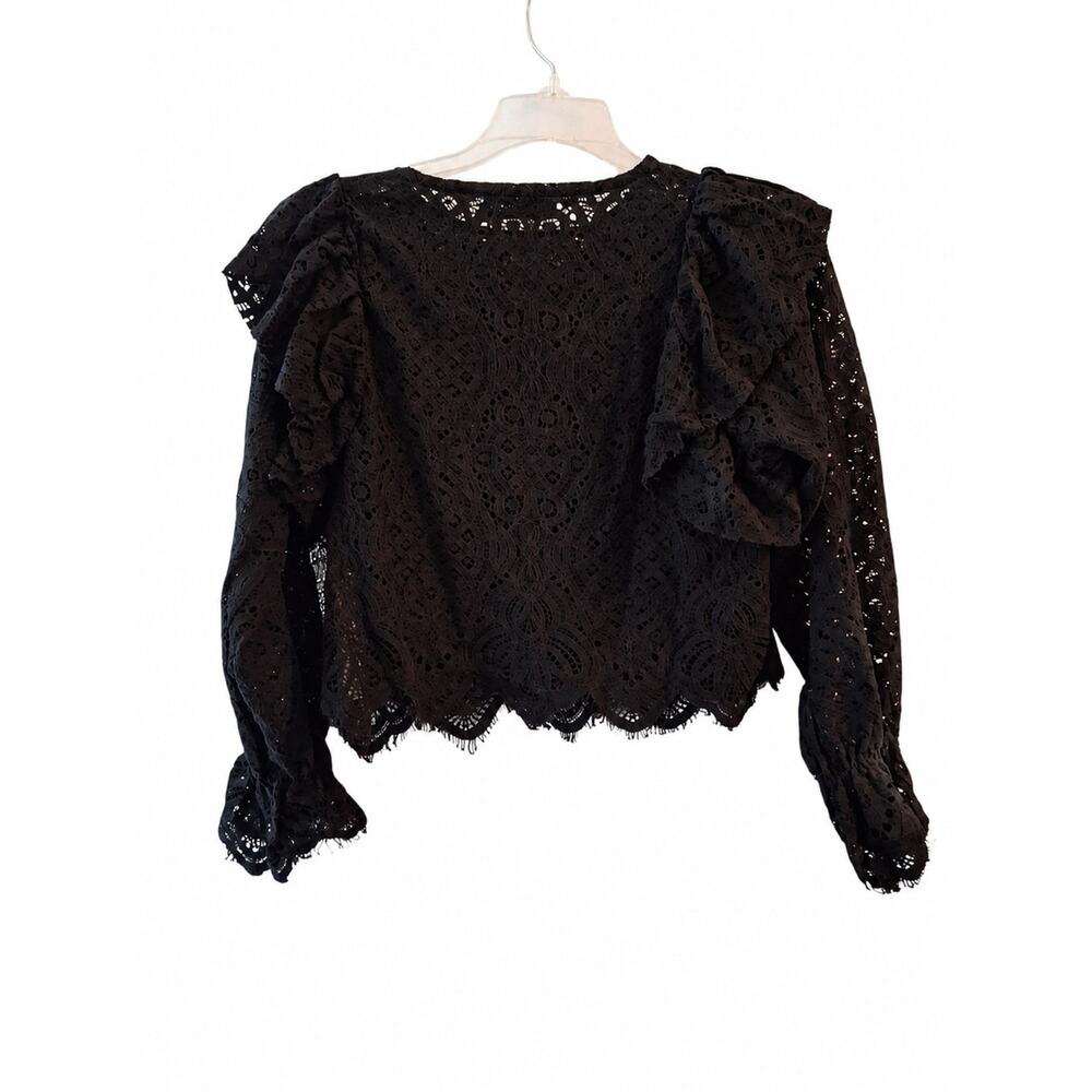 Zara Black Lace Long-Sleeve Crop Top - Picture 3 of 8